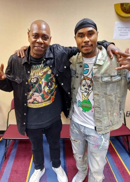 Flesh-n-Bone (Right) as seen while posing for a picture alongside Dave Chappelle in November 2021