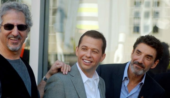 From Left to Right - Lee Aronsohn, Jon Cryer, and Chuck Lorre at a ceremony for Cryer to receive a star on the Hollywood Walk of Fame in September 2011