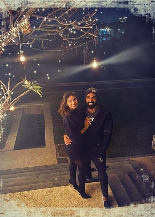 Miheeka Bajaj and her husband actor Rana Daggubati in January 2021