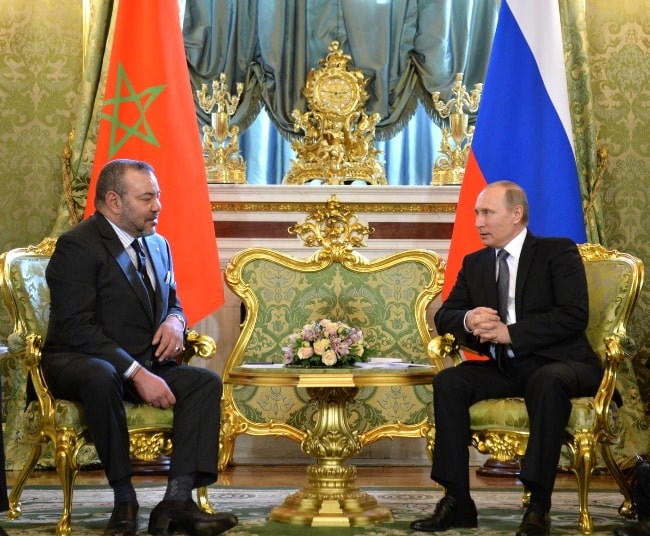 Mohammed VI of Morocco (Left) and Russian President Vladimir Putin in 2016