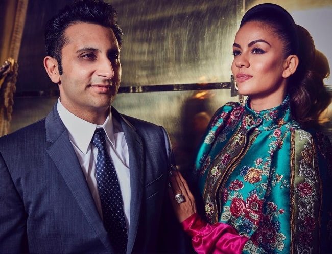 Adar Poonawalla and his wife Natasha Poonawalla in October 2019