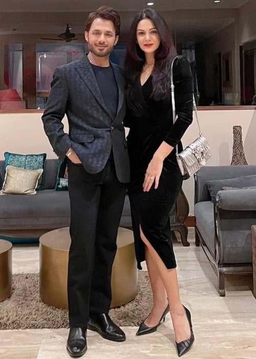 Anupam Mittal as seen in a picture with his wife actress Aanchal Kumar in February 2022