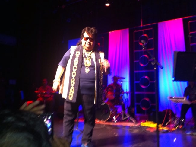 Bappi Lahiri as seen while performing live on stage in a concert in Littleton, Massachusetts in 2012