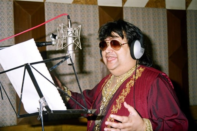 Bappi Lahiri during a recording session