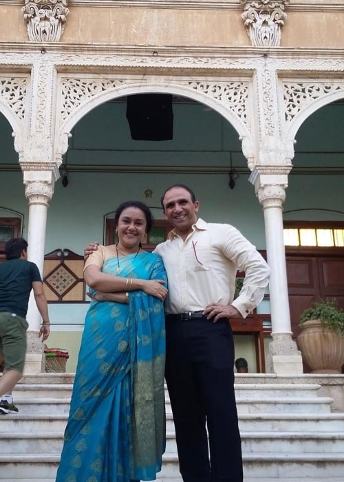 Deepika Amin in a picture with fellow film actor Bikramjeet kanwarpal in May 2021