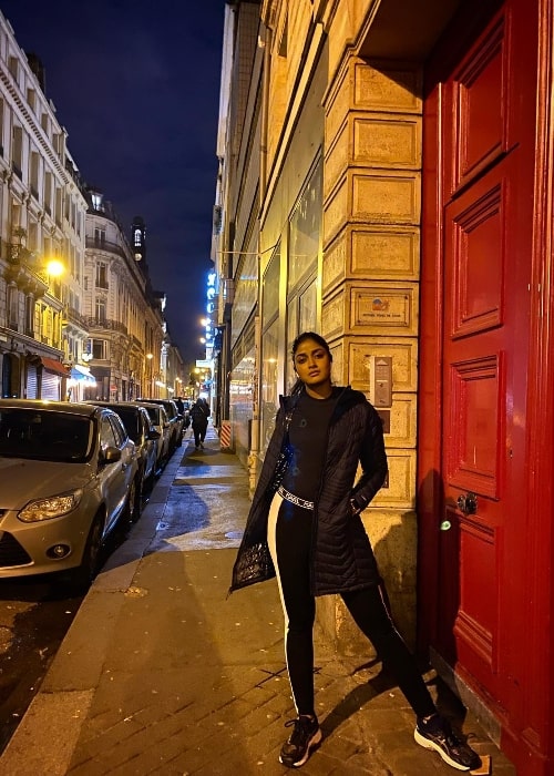 Dimple Hayati as seen while posing for a picture in Paris, France in January 2020
