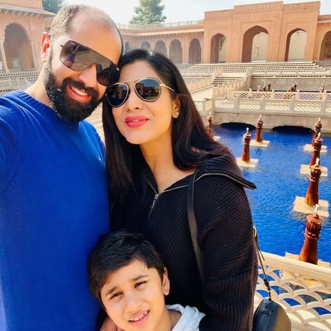 Ghazal Alagh as seen in a selfie that was taken with her beau Varun Alagh and child Agastya Alagh in January 2022, at the The Oberoi Amarvilas, Agra