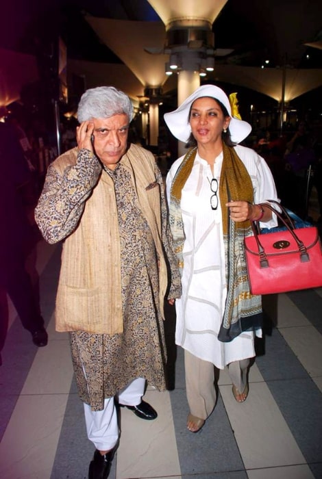 Javed Akhtar and Shabana Azmi pictured while returning from IIFA 2012