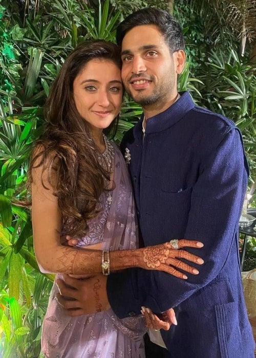 Krisha Shah and Anmol Ambani as seen in a picture that was taken on the day of her engagement