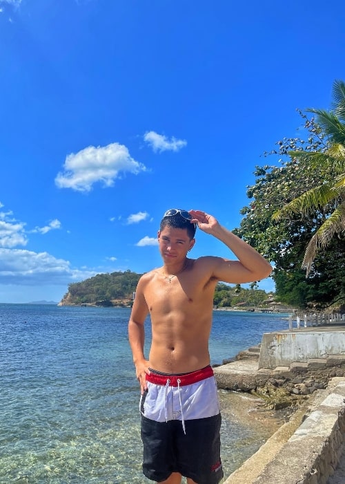 Kyle Echarri as seen while posing shirtless for a picture in January 2022