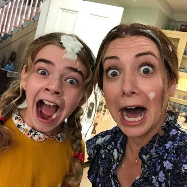 Matilda Lawler and actress Alyson Hannigan in a selfie that was taken on the set of February 2021