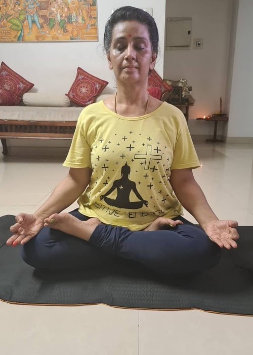 Menaka Suresh in a picture that was taken in June 2021, while meditating