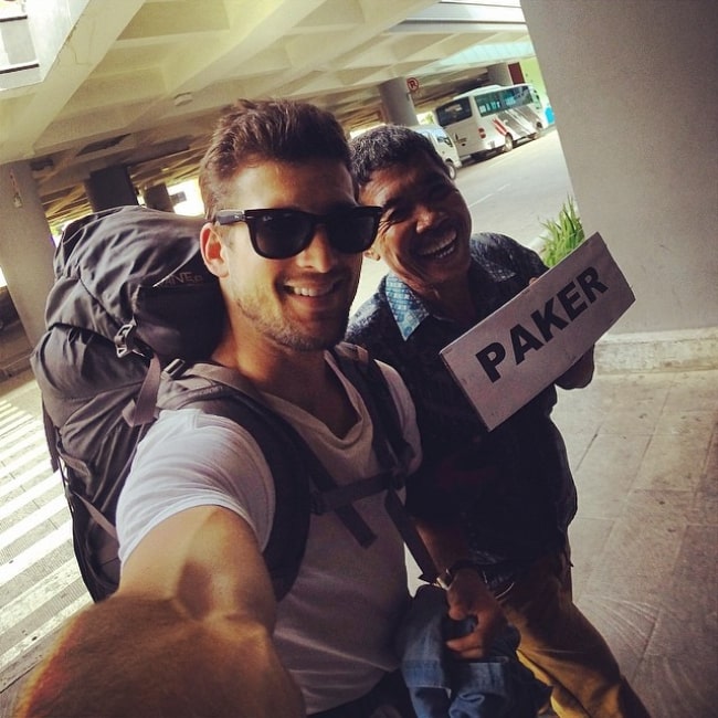 Parker Young having fun taking a selfie in July 2014