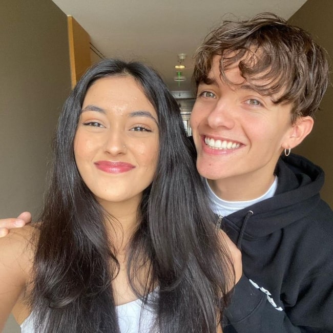 Shivani Paliwal and fellow Now United member Noah Urrea in a selfie that was taken in November 2021, in São Paulo, Brazil