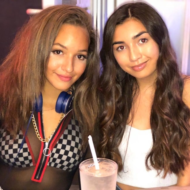 Alectra Cox and her friend dancer, actress, and model Kelsey Cook in picture that was taken in September 2018, at The Counter, New York City