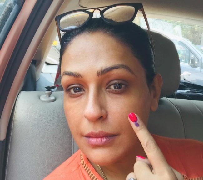 Ashwini Kalsekar after having voted in April 2019