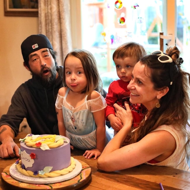 Jackie Greene as seen in a picture with his family that was taken on the day of his daughter Luca's birthday in January 2022
