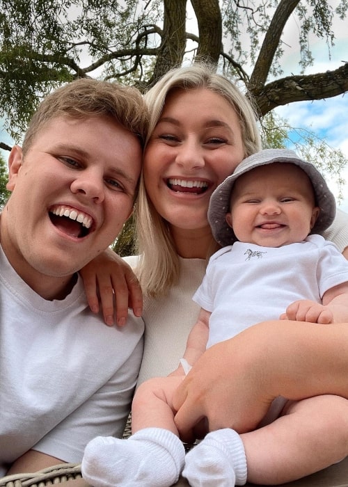 James Whittaker as seen in a selfie that was taken with his beau Carys Gray and their daughter Amber in June 2021