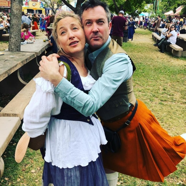 Jamie Denbo as seen in a picture with actor Thomas Lennon in April 2019, at the Renaissance Pleasure Faire