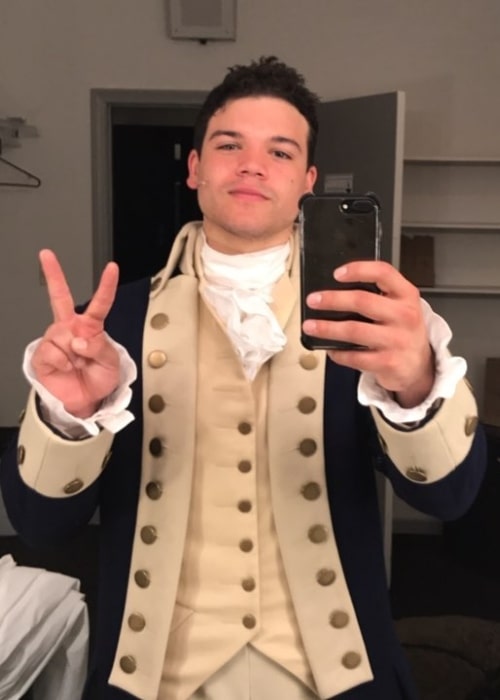 Josh Andrés Rivera as seen while taking a mirror selfie at the Hollywood Pantages Theatre in Los Angeles, California in September 2017