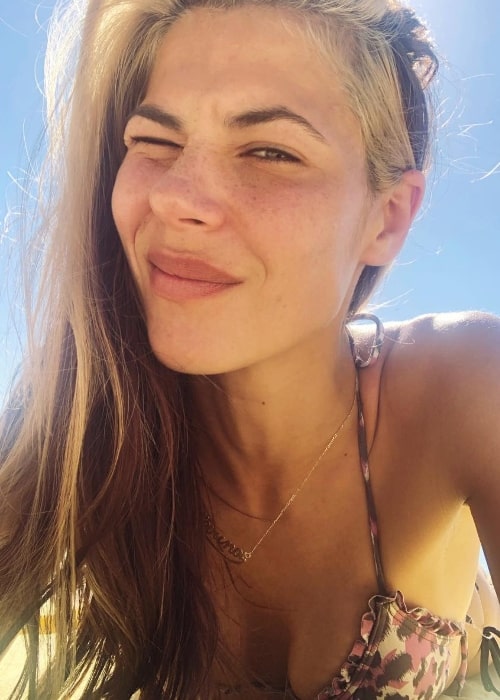 Karima Adebibe as seen while taking a selfie in Majorca, Spain in May 2019