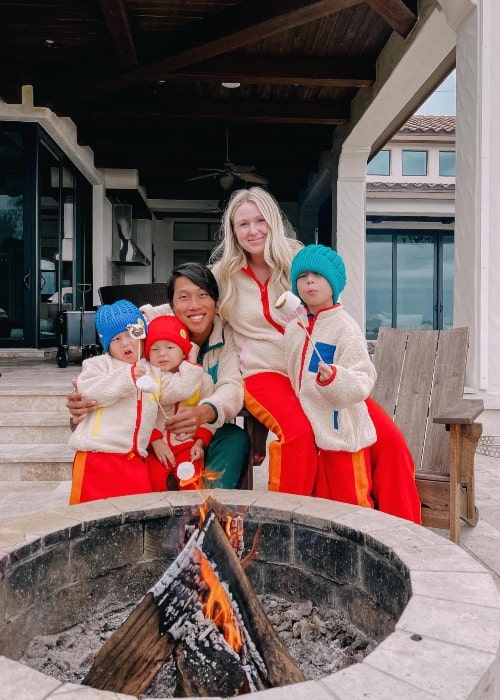 Keren Swanson with her husband Khoa Nguyen and their children Jackson, Landon, and Sutton that was taken in December 2021
