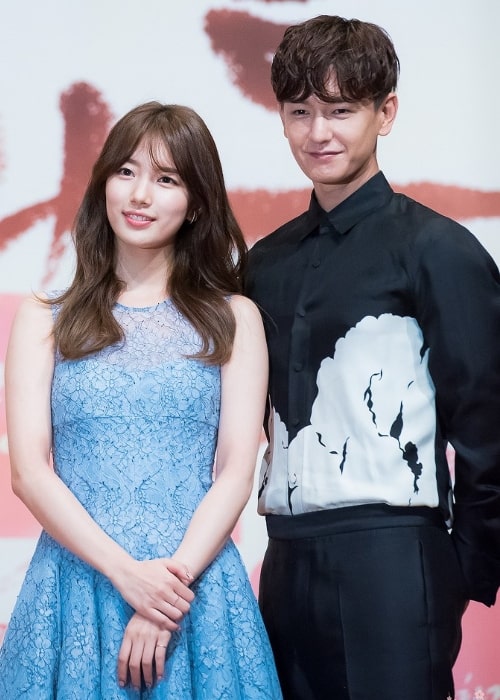 Lim Ju-hwan and Bae Suzy at the 'Uncontrollably Fond' press conference in July 2016