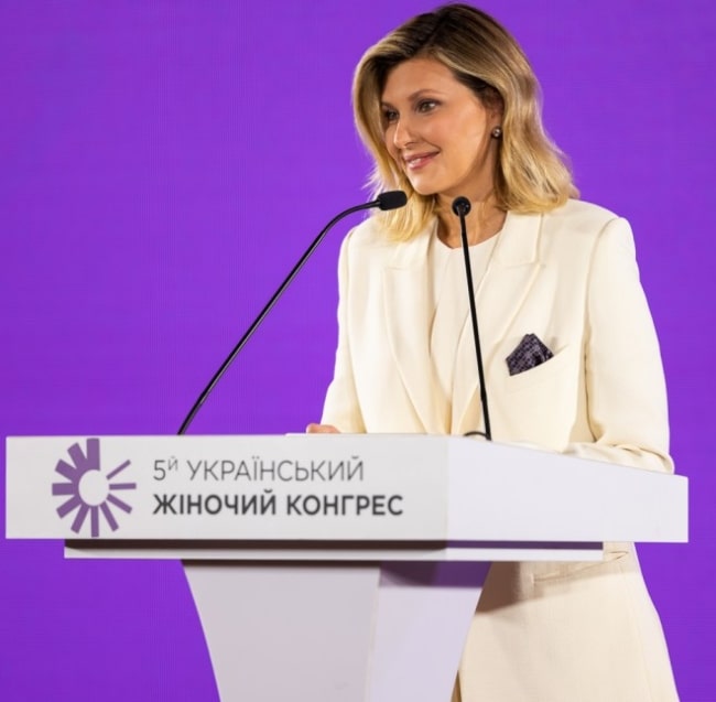 Olena Zelenska at the Fifth Ukrainian Women's Congress in 2021