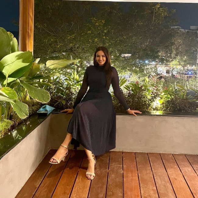 Pujita Ponnada as seen posing for the camera in December 2021