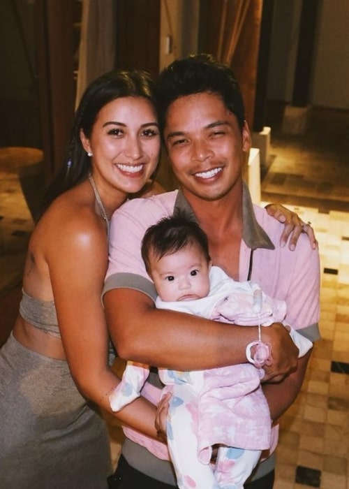 Rachel Peters, with her husband and daughter as seen in January 2022