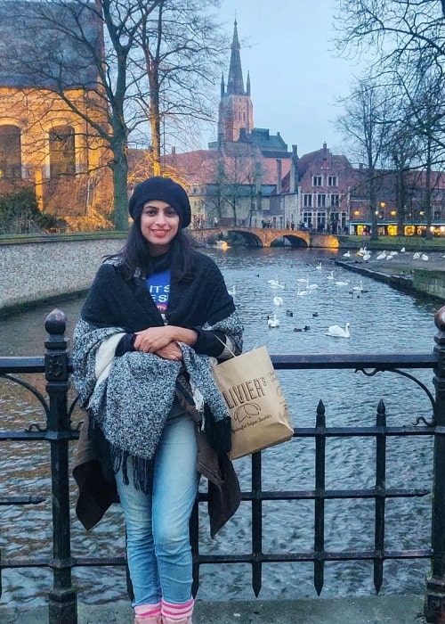 Swati Rajput posing for a picture in Bruges, Belgium