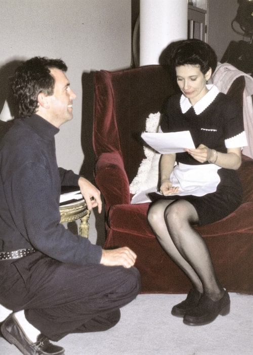 Theresa Saldana and filmmaker Roger Steinmann on the set of 'Illusion Infinity'