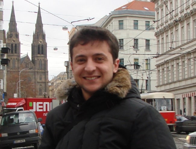 Volodymyr Zelenskyy as seen while smiling for a picture in Prague in 2009