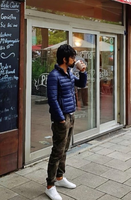 Arjun Das pictured while enjoying his coffee in Munich, Germany in 2018