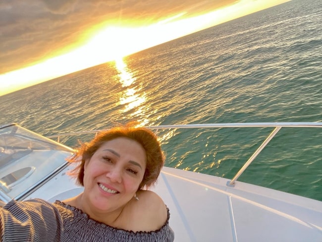 Cherry Pie Picache as seen while capturing a sunset in a selfie in 2021