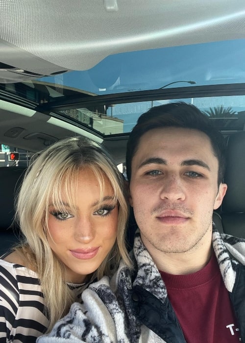 Chris Olsen as seen in a selfie that was taken with social media star Riley Hubatka in March 2022, in West Hollywood, California