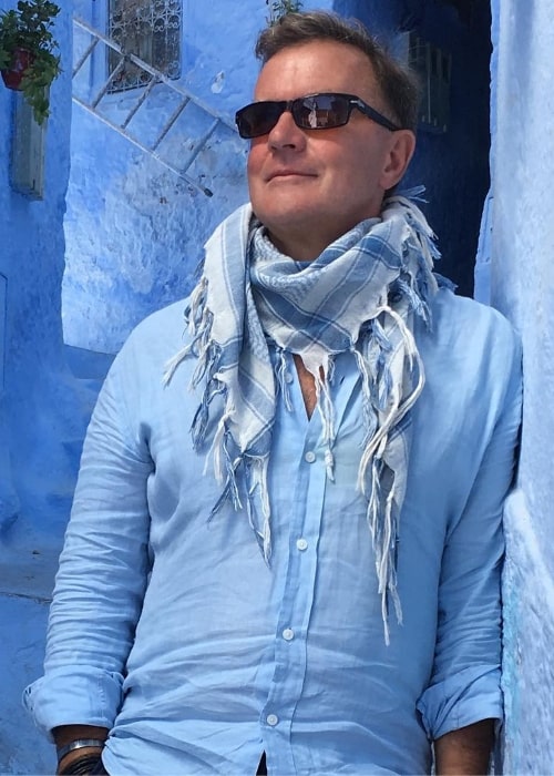 Christopher Villiers posing for a picture in Chefchaouen, Morocco