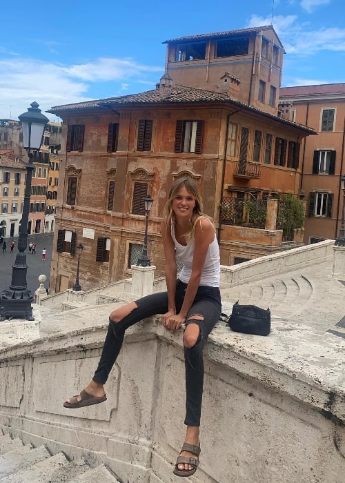 Dewi Driegen as seen while posing for a picture at the Spanish Steps in Rome, Italy in 2020