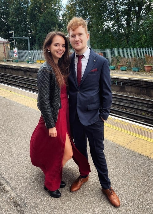 Luke Cutforth as seen in a picture with his wife Rebecca Hanssen in London, United Kingdom in February 2022