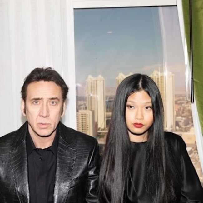 Riko Shibata as seen in a picture with her husband actor Nicolas Cage in 2021