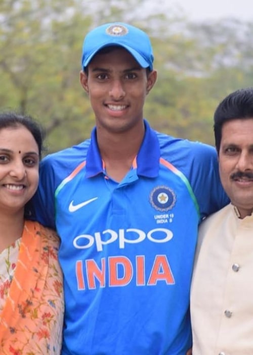 Tilak Verma with his parents as seen in June 2021