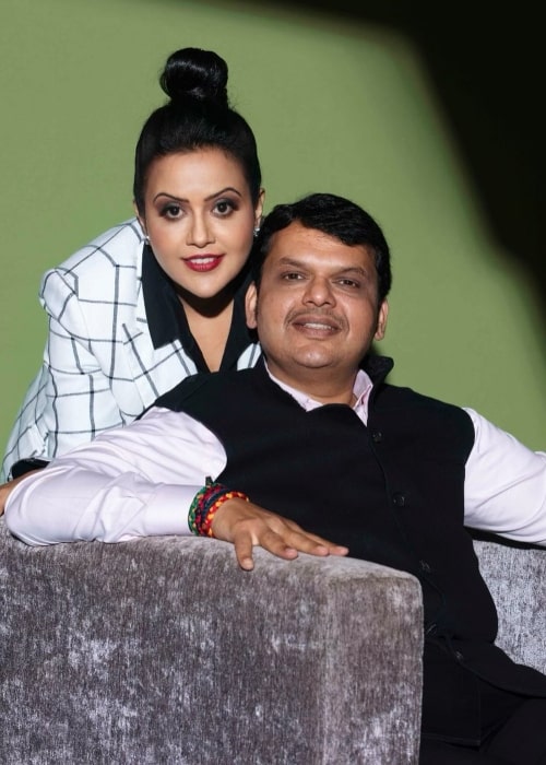 Amruta Fadnavis and Devendra Fadnavis, as seen in November 2019