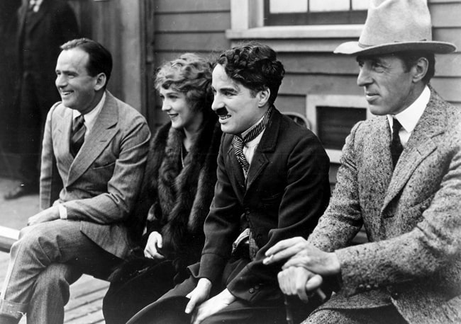 From Left to Right - Douglas Fairbanks, Mary Pickford, Charlie Chaplin, and D. W. Griffith in 1919