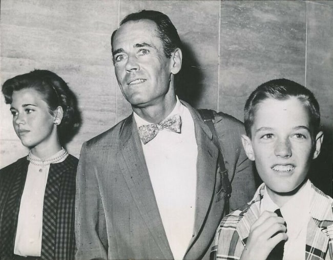 From Left to Right - Jane Fonda, Henry Fonda, and Peter Fonda in the 1950s
