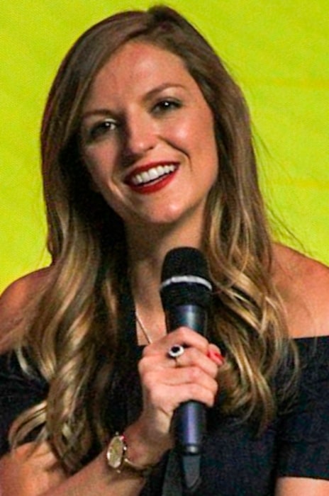 Maude Hirst pictured while talking about 'Vikings' TV series in Sofia, Bulgaria in 2018