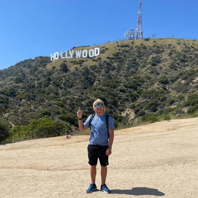 Paddy Pimblett as seen while posing for a picture at the Hollywood Sign, California in 2022