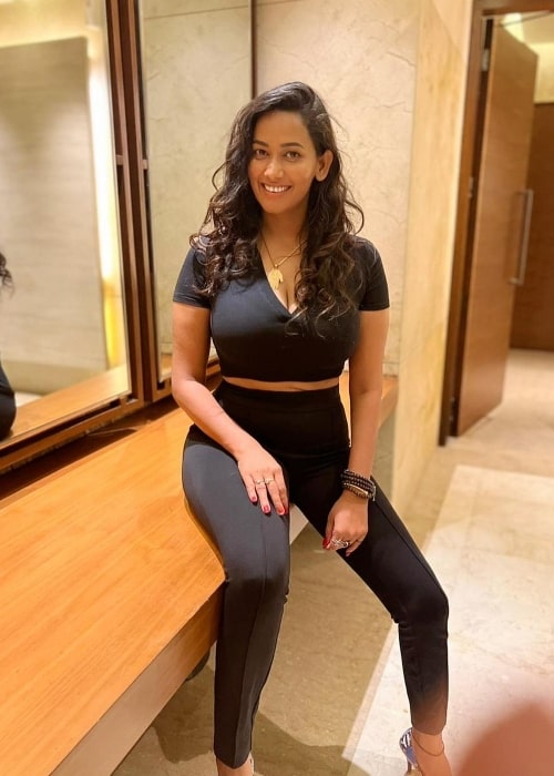 Sanjana Singh as seen while posing for the camera at Hyatt Regency Chennai in April 2022