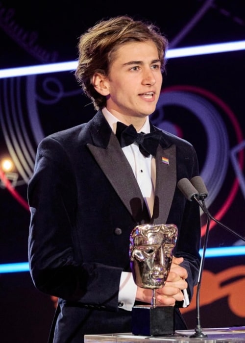 Sebastian Croft pictured while presenting at the BAFTA Craft Awards in 2022