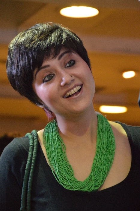 Swastika Mukherjee pictured at the Apeejay Bangla Sahitya Utsab or Bengali Literary Festival at the Oxford Bookstore in Kolkata, West Bengal in 2015