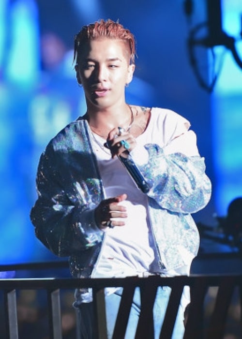Taeyang pictured during a concert in 2016